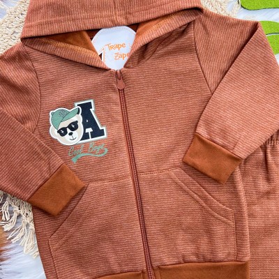 Conj. Jaqueta Cool Boys e Calça de Moletom - Ferrugem